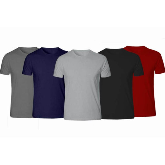 The Vintage Clothing Pack of 5 plain half sleeves T-Shirt For Men