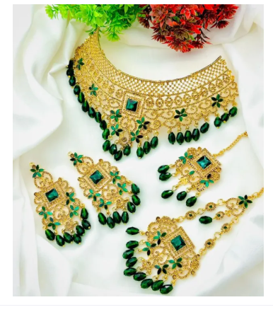 Bridal Golden Crystal Girls Jewelry Set For Women Trendy Fashion