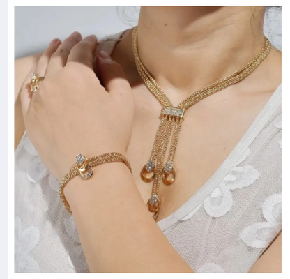 Jewelry Set Rings Necklace Earrings Bracelet High Performance Golden Jewelry For Women